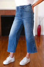 Load image into Gallery viewer, Judy Blue Medium Wash Braided Cropped Wide Leg Jeans
