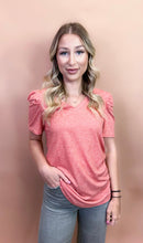 Load image into Gallery viewer, Paisley Puff Tee in Coral
