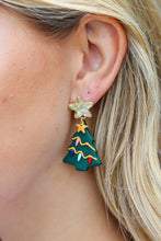 Load image into Gallery viewer, Christmas Tree Star Clay Dangle Earrings
