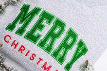 Load image into Gallery viewer, PREORDER: Embroidered Merry Christmas Glitter Applique Sweatshirt
