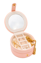 Load image into Gallery viewer, Circular Travel Jewelry Case in Pink
