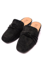 Load image into Gallery viewer, Clingy Mules in Black Faux Suede
