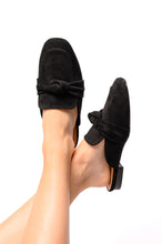 Load image into Gallery viewer, Clingy Mules in Black Faux Suede
