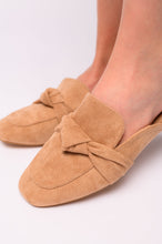 Load image into Gallery viewer, Clingy Mules in Camel Faux Suede
