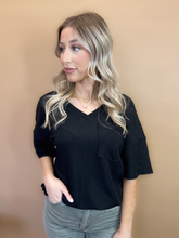 Load image into Gallery viewer, Rowan Ribbed Top in Black
