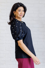 Load image into Gallery viewer, Diamonds and Pearls Puff Sleeve Top in Black
