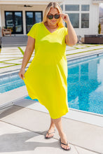 Load image into Gallery viewer, Dolman Sleeve Maxi Dress in Neon Yellow
