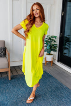 Load image into Gallery viewer, Dolman Sleeve Maxi Dress in Neon Yellow
