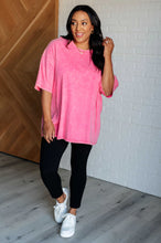 Load image into Gallery viewer, Don&#39;t Mind Me Mineral Wash Drop Shoulder Tee in Fuchsia
