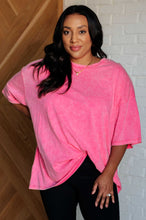 Load image into Gallery viewer, Don&#39;t Mind Me Mineral Wash Drop Shoulder Tee in Fuchsia
