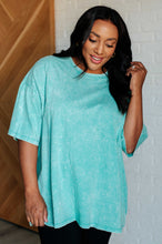 Load image into Gallery viewer, Don&#39;t Mind Me Mineral Wash Drop Shoulder Tee in Turquoise
