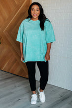 Load image into Gallery viewer, Don&#39;t Mind Me Mineral Wash Drop Shoulder Tee in Turquoise
