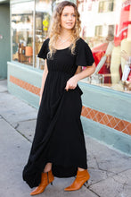 Load image into Gallery viewer, In Your Dreams Black Flutter Sleeve Woven Maxi Dress
