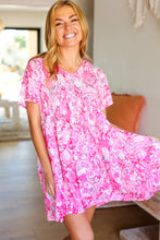 Load image into Gallery viewer, Pink Floral &amp; Paisley V Neck Babydoll Dress
