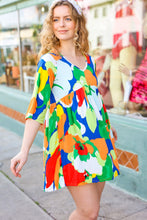Load image into Gallery viewer, Bright Thoughts Green Floral Print V Neck Babydoll Dress
