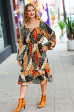 Load image into Gallery viewer, Feeling Bold Taupe &amp; Chocolate Boho Patchwork Midi Dress
