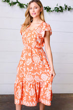 Load image into Gallery viewer, Sunset Boho Ethnic Floral V Neck Flutter Sleeve Dress
