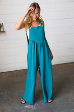 Load image into Gallery viewer, Teal Wide Leg Suspender Overall Jumpsuit
