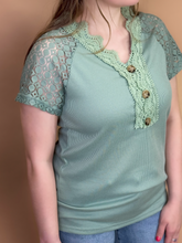 Load image into Gallery viewer, Mila Lace Top in Sage
