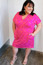 Load image into Gallery viewer, Fuchsia Leopard Surplice V Neck Pocketed Dress
