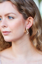 Load image into Gallery viewer, Pretty in Gold Rectangular Rhinestone Studded Earrings
