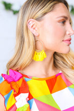 Load image into Gallery viewer, Dandelion  &amp; Gold Fringe Tassel Hoop Earrings

