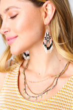 Load image into Gallery viewer, Blush &amp; Black Boho Beaded Hexagon Drop Earrings
