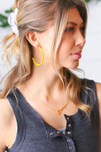 Load image into Gallery viewer, Yellow Block Bead Open Hoop Earrings

