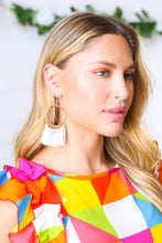 Load image into Gallery viewer, Dove &amp; Gold Fringe Tassel Hoop Earrings
