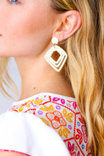 Load image into Gallery viewer, Raffia Braided Double Triangle Earrings
