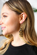 Load image into Gallery viewer, Leopard Beaded Pyramid Drop Earrings
