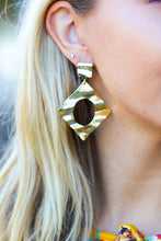 Load image into Gallery viewer, Gold Crushed Textured Geometric Cut-Out Earrings
