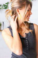 Load image into Gallery viewer, Yellow Block Bead Open Hoop Earrings

