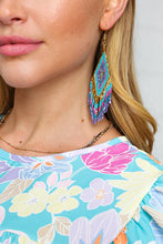 Load image into Gallery viewer, Turquoise &amp; Purple Beaded Diamond Drop Earrings
