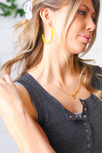 Load image into Gallery viewer, Yellow Block Bead Open Hoop Earrings
