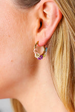Load image into Gallery viewer, Multicolor Beaded Flower Mini Hoop Earrings
