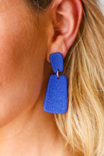 Load image into Gallery viewer, Cobalt Rectangle Geometric Dangle Earrings
