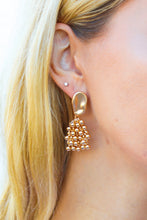 Load image into Gallery viewer, Gold Statement Pom Pom Dangle Earrings
