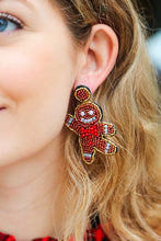 Load image into Gallery viewer, Gingerbread Man Beaded Dangle Earrings
