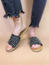 Load image into Gallery viewer, Simone Studded Slide in Black
