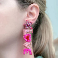 Load image into Gallery viewer, PREORDER: Love Mama Beaded Dangle Earrings in Pink
