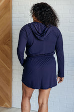 Load image into Gallery viewer, Getting Out Long Sleeve Hoodie Romper in Navy
