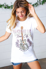 Load image into Gallery viewer, White Cotton NASHVILLE Music City Graphic Tee
