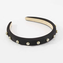 Load image into Gallery viewer, Black Rhinestone Top Knot Silky Knit Headband
