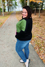 Load image into Gallery viewer, Based On Love Black &amp; Pink Dolman Colorblock Top
