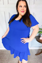 Load image into Gallery viewer, Remember Me Royal Blue Smocked Fit &amp; Flare Flutter Sleeve Dress
