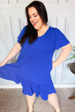 Load image into Gallery viewer, Remember Me Royal Blue Smocked Fit &amp; Flare Flutter Sleeve Dress
