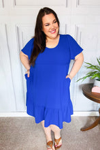 Load image into Gallery viewer, Remember Me Royal Blue Smocked Fit &amp; Flare Flutter Sleeve Dress
