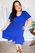 Load image into Gallery viewer, Remember Me Royal Blue Smocked Fit &amp; Flare Flutter Sleeve Dress
