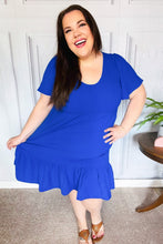 Load image into Gallery viewer, Remember Me Royal Blue Smocked Fit &amp; Flare Flutter Sleeve Dress
